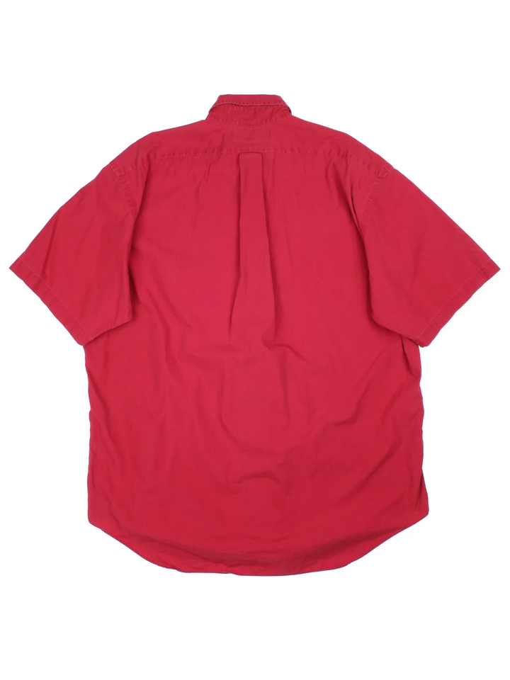 Ralph Lauren Shirt in a red colourway, button up with the logo embroidered on the front.