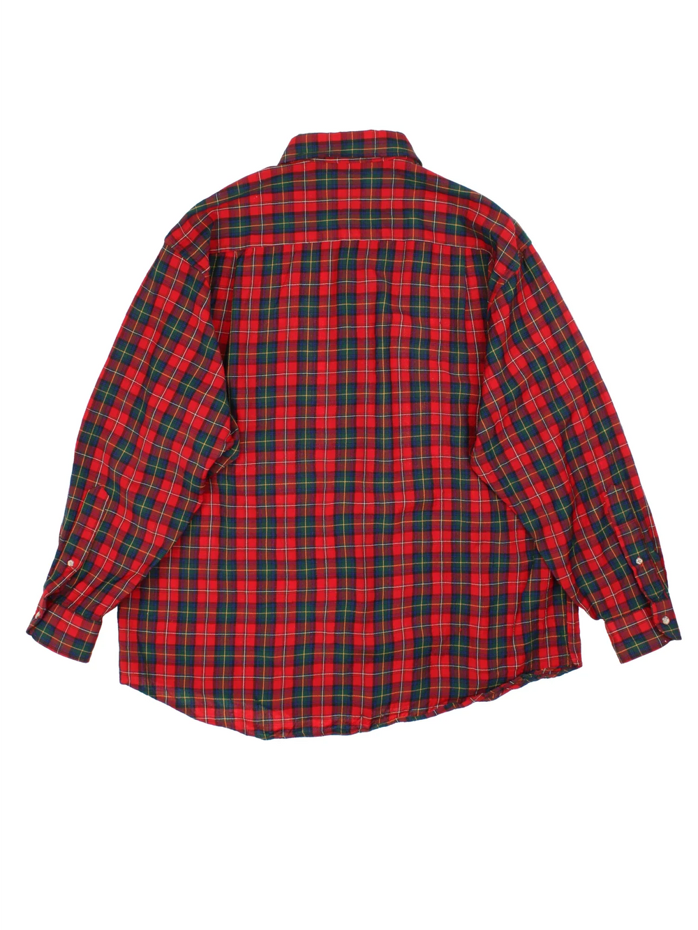 Pendleton Plaid Wool Shirt in a red, blue. green and yellow colourway, button up and has a chest pocket.