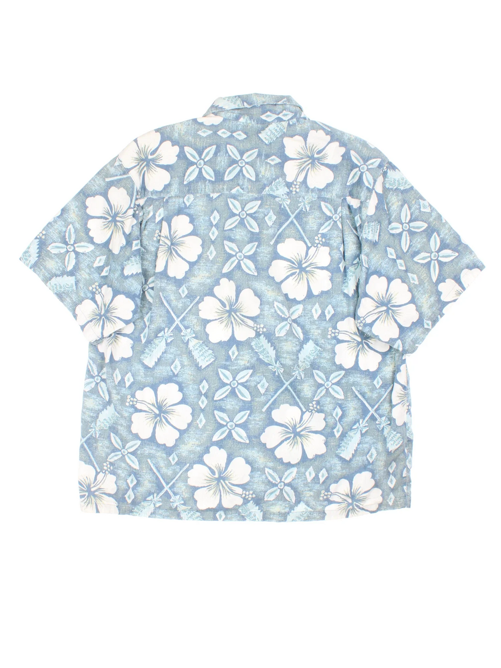 Billabong Hawaiian Shirt in a blue and white colourway, button up and has a chest pocket with the logo embroidered on the front, floral pattern printed all over.