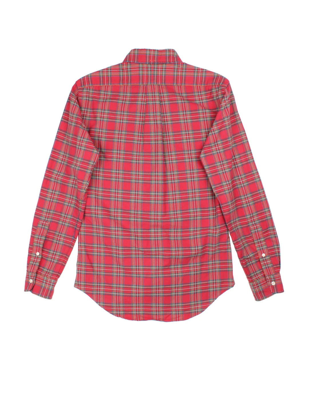 Ralph Lauren Shirt in a red plaid pattern colourway, button up and has a chest pocket with the logo embroidered on the front.