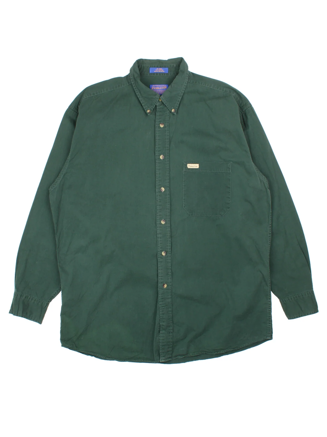 Vintage Pendleton Shirt in a green colourway, button up and has a chest pocket with the logo embroidered on the front.