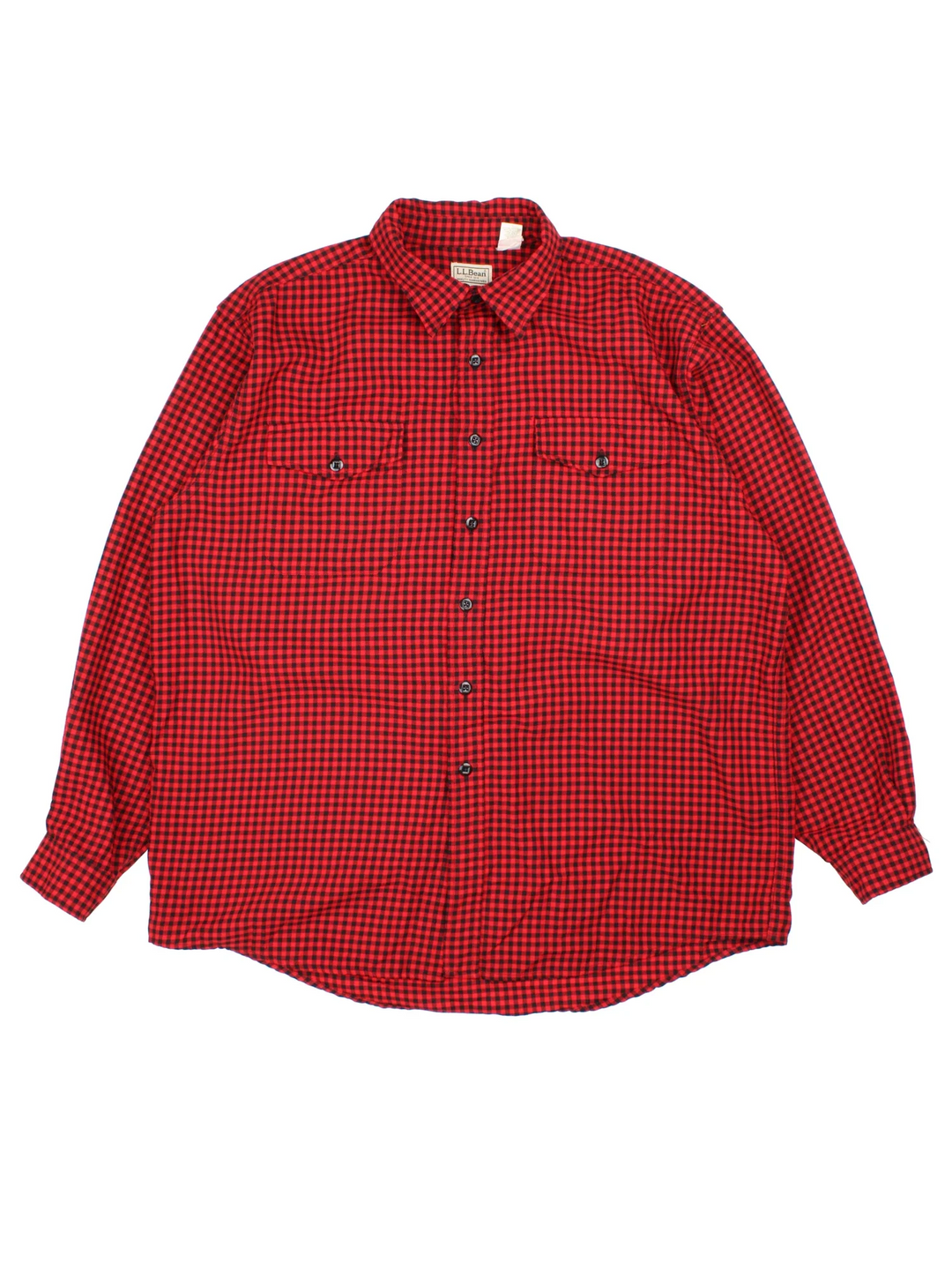 Vintage L.L Bean Shirt in a red and black checked colourway, button up and has double chest pockets.