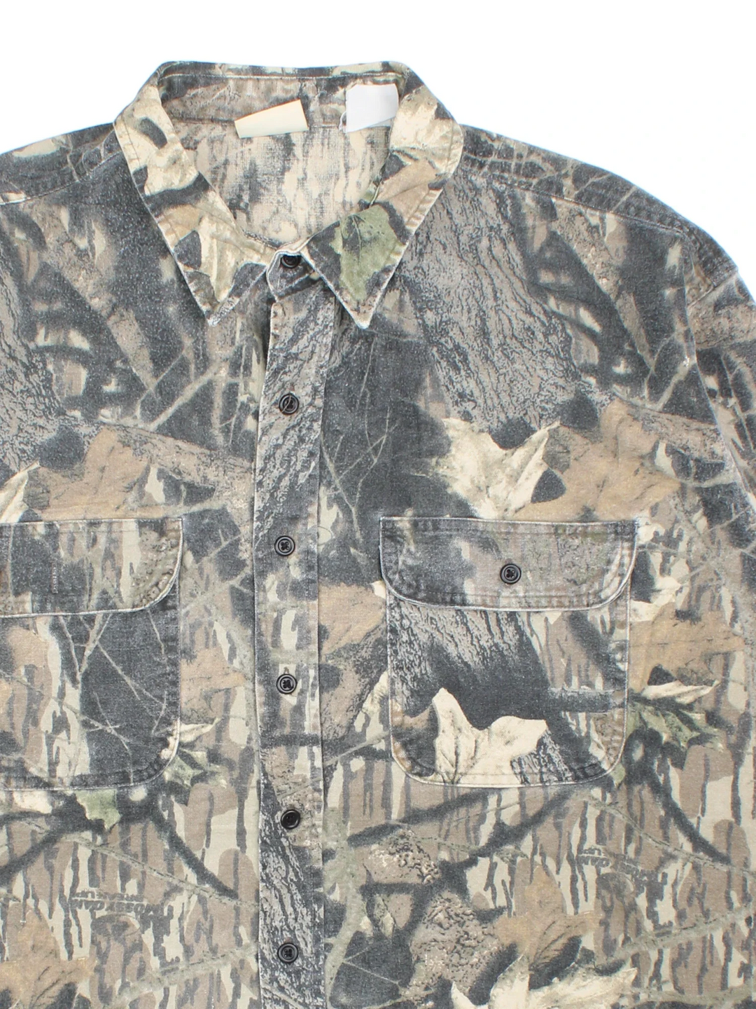 Vintage Five Brother Real Tree Camo Shirt in a green and brown colourway, button up and has double chest pockets.