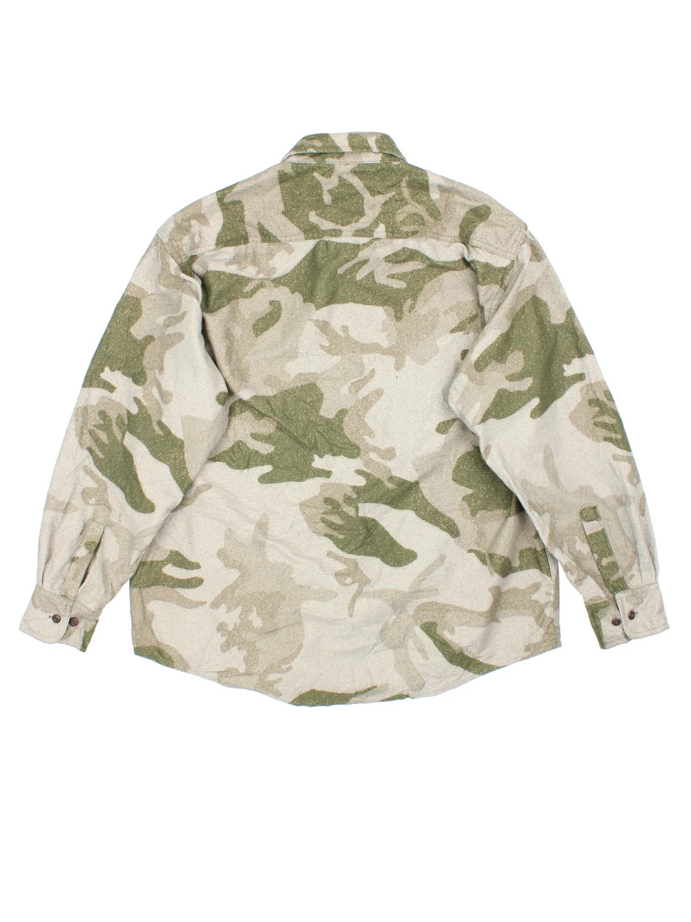 Vintage Cabela's Camo Shirt in a tan and green colourway, button up with double chest pockets.