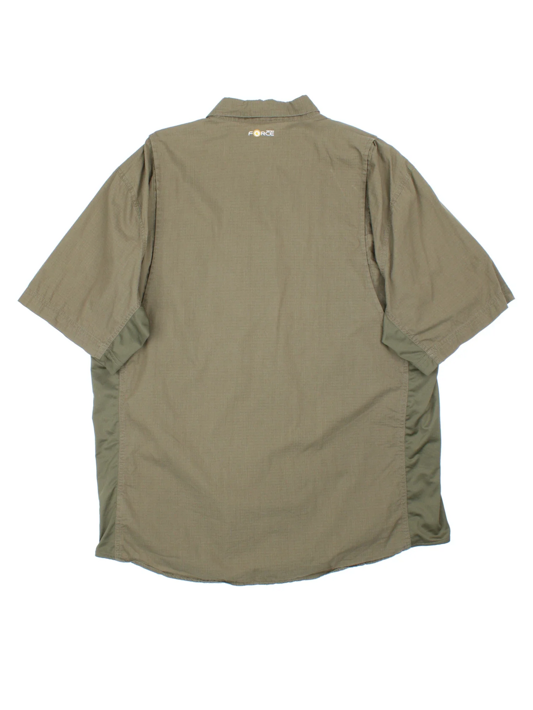 Carhartt Shirt in a green colourway, button up and has multiple tech style pockets with the logo embroidered on the front.