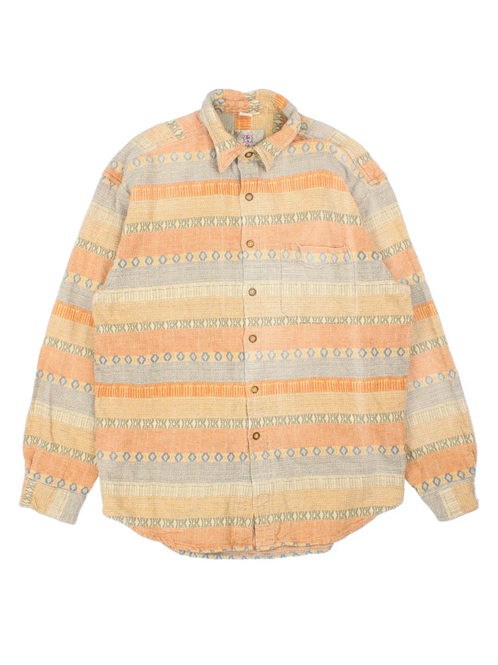 Vintage 90's The Territory Ahead Shirt in a multicoloured patterned colourway, button up and has a chest pocket.