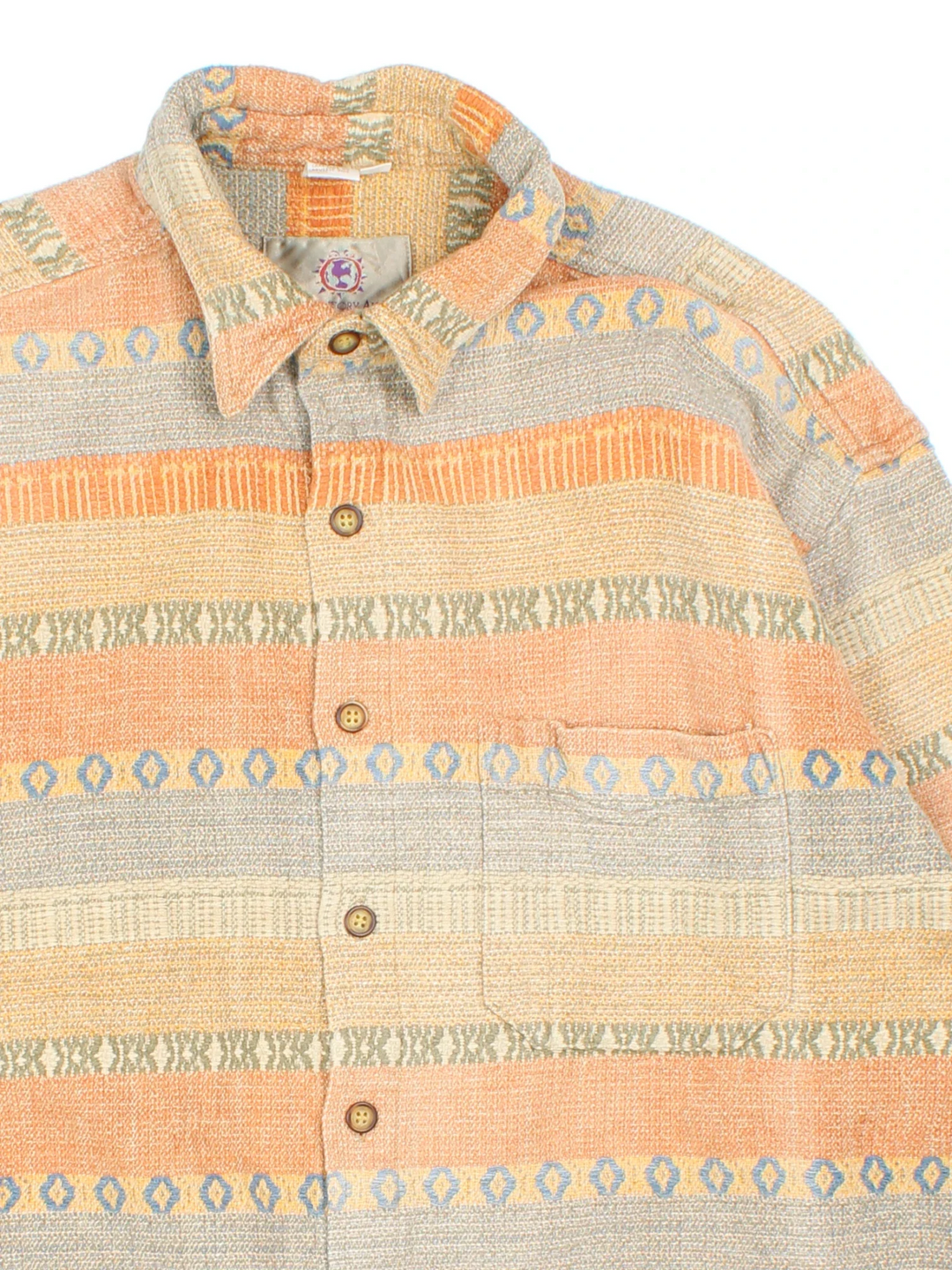 Vintage 90's The Territory Ahead Shirt in a multicoloured patterned colourway, button up and has a chest pocket.