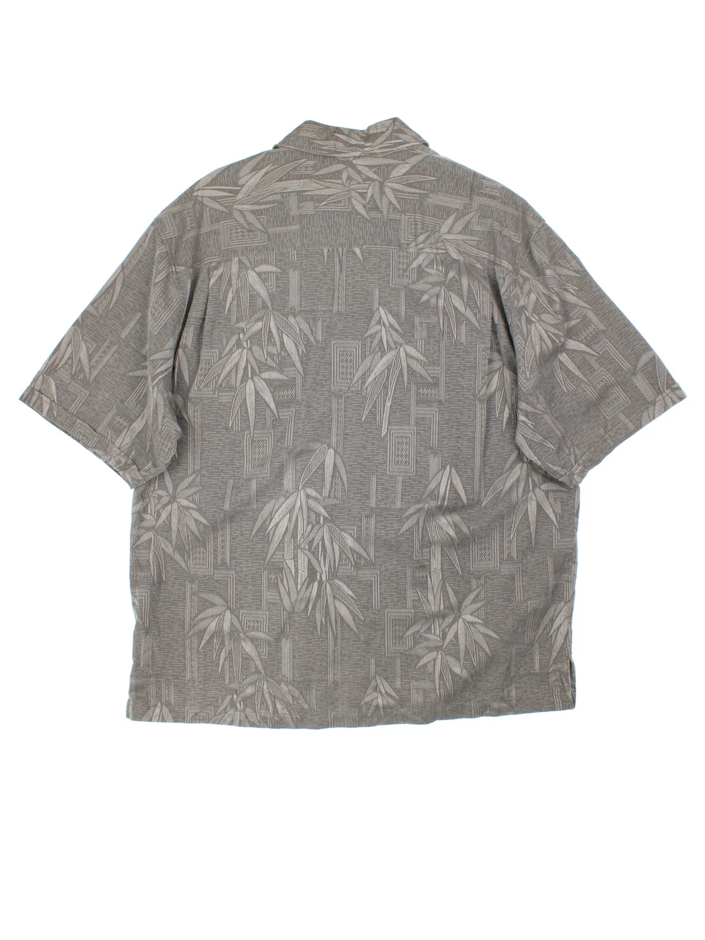 Vintage Hawaiian Shirt in a grey colourway with palm tree pattern all over, button up and has a chest pocket.