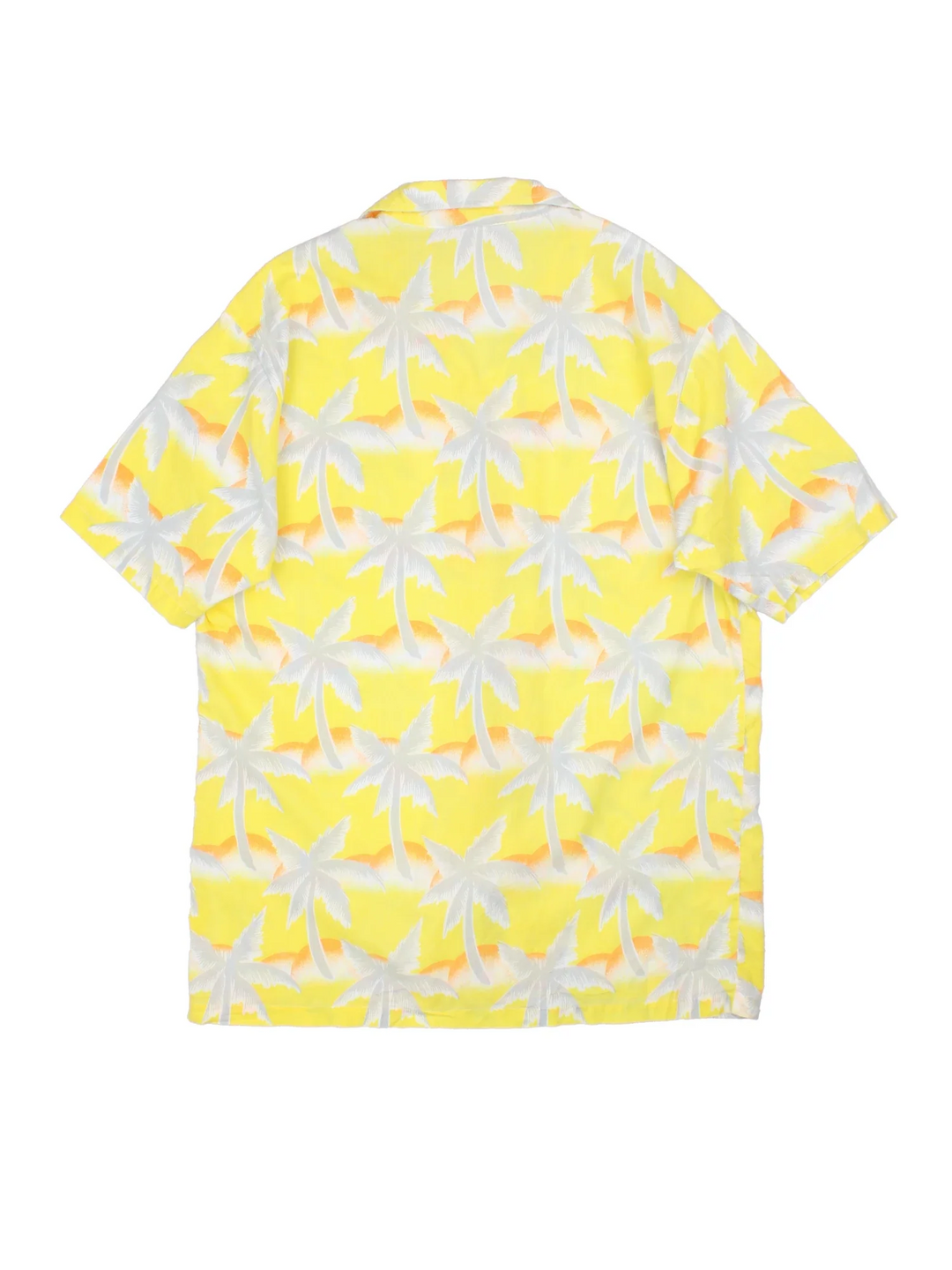 Vintage Tropicana Hawaiian Shirt in a yellow colourway with all over palm print. Button up and has front chest pockets.