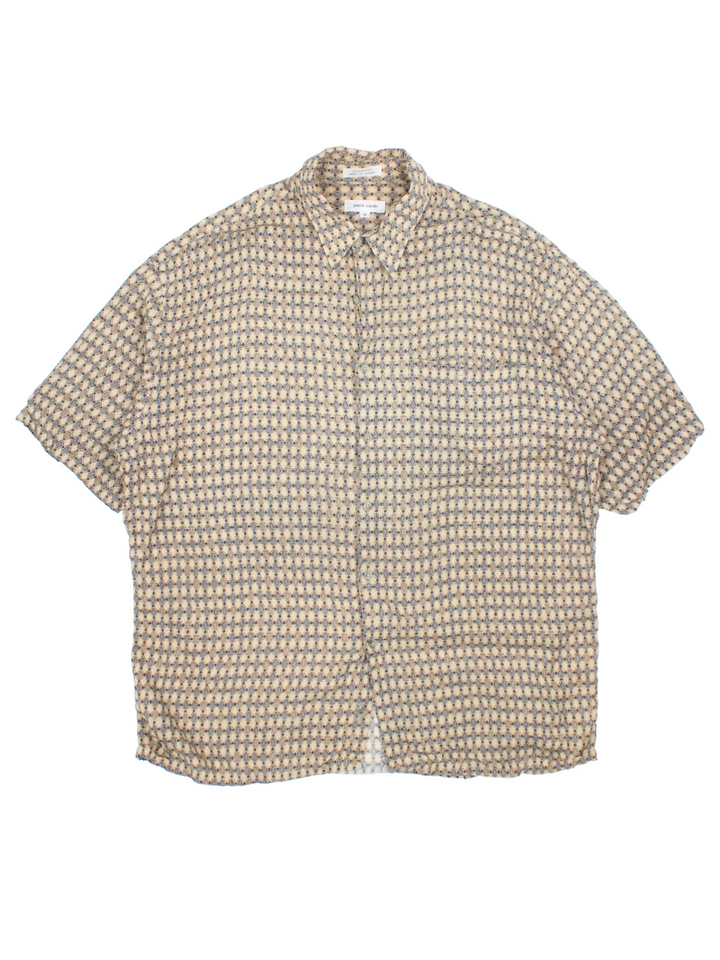 Vintage Pierre Cardin Shirt in a tan colourway with all over print. Button up with front pocket detail.