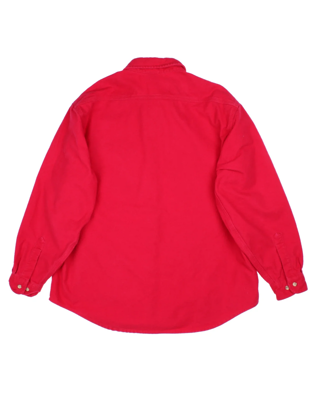 Vintage Carhartt Heavy Cotton Shirt in a red colourway, button up and has double chest pockets with the logo tab embroidered on the front.