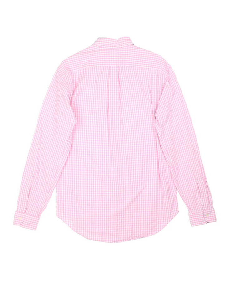 Ralph Lauren Shirt in a pink and white checked colourway, button up with the logo embroidered on the front.