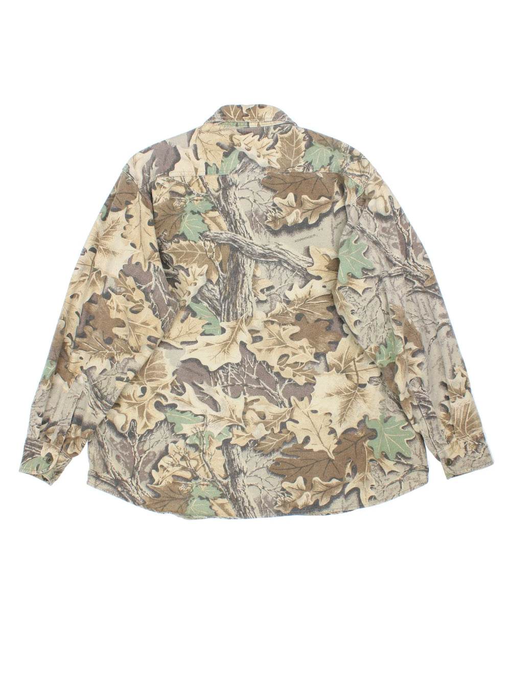Cabela's Real Tree Camo Shirt in a green and brown colourway, button up and has double chest pockets.