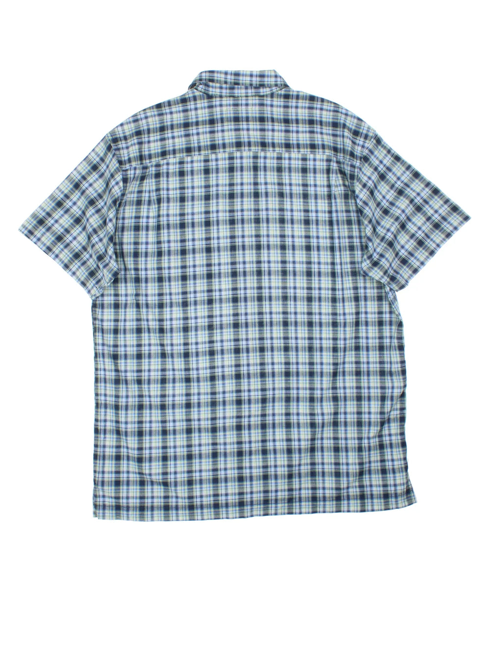 Dickies Shirt in a blue and green plaid pattern colourway, button up and has a chest pocket with the logo embroidered on the front.