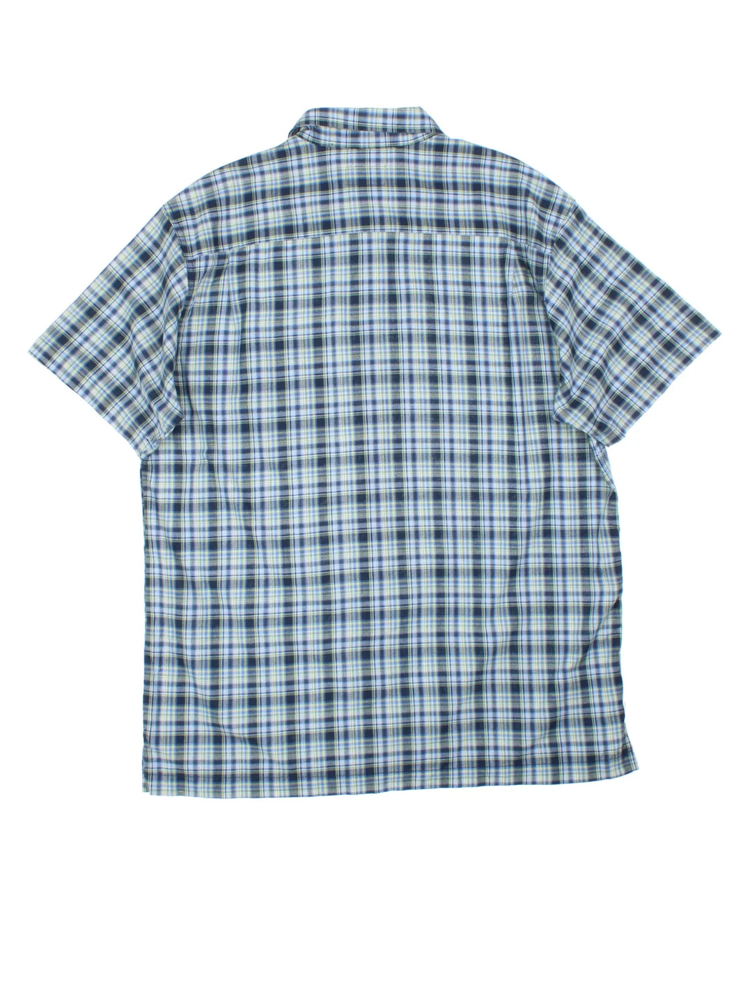 Dickies Shirt in a blue and green plaid pattern colourway, button up and has a chest pocket with the logo embroidered on the front.