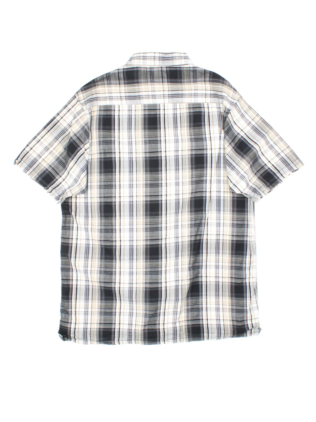 Dickies Shirt in a grey, white and black plaid pattern colourway, button up and has a chest pocket with the logo embroidered on the front.