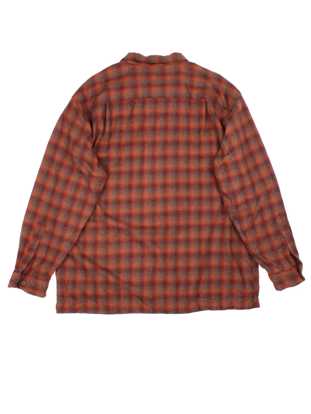 Pendleton Woollen Flannel Shirt in a red colourway with all over plaid pattern, button up and has double chest pockets.