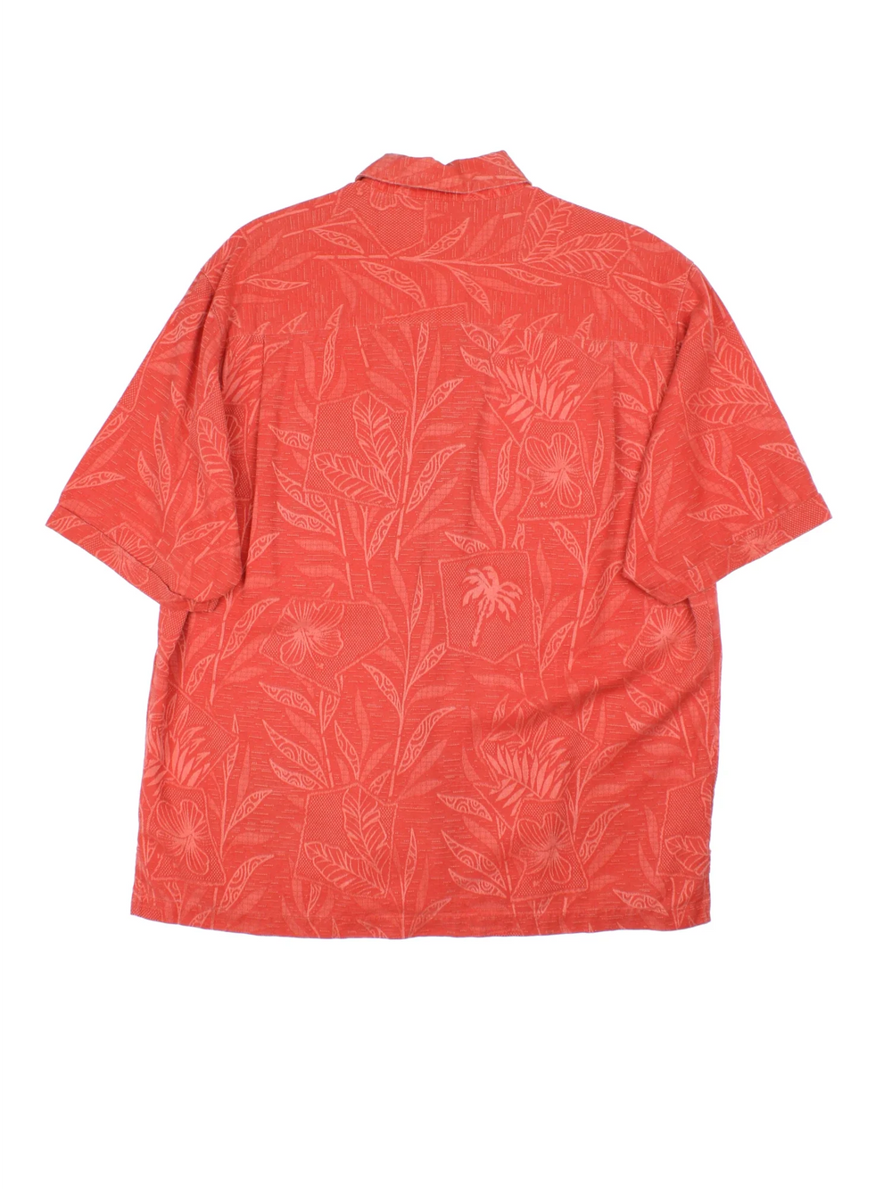 Vintage Hawaiian Shirt in a orange colourway. All over floral pattern, button up with pocket on the front.