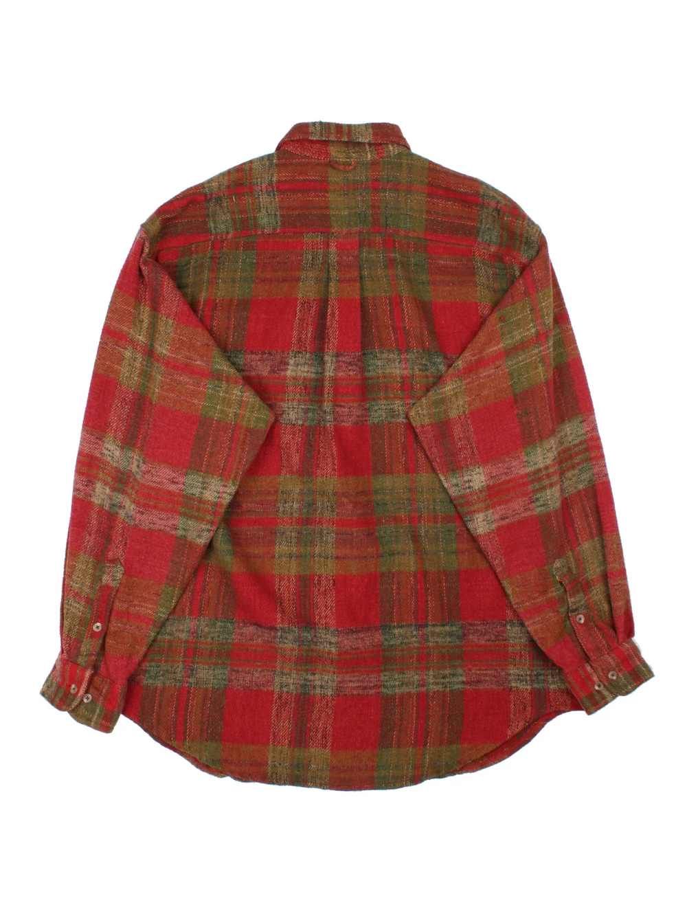 Timberland Flannel Shirt in a red/green colourway. All over checked pattern, button up with x2 pockets on the front.