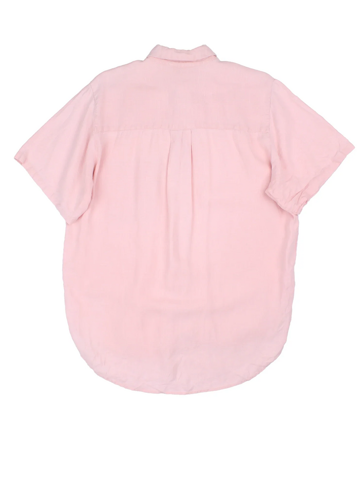 Vintage Shirt in a pink colourway, button up with front pocket and lightweight linen fabric.