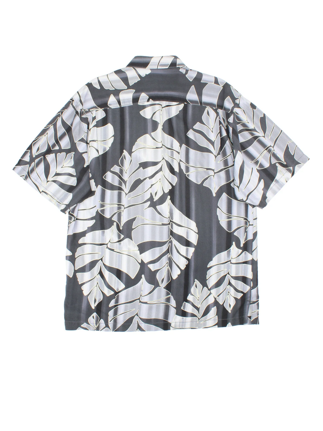 Tommy Bahama Hawaiian Shirt in a grey colourway, button up, front pocket and all over classic hawaiian floral print. 