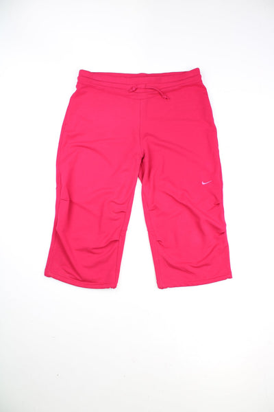 2000's hot pink 3/4 length cotton jogger bottoms by Nike, features embroidered logo on the leg