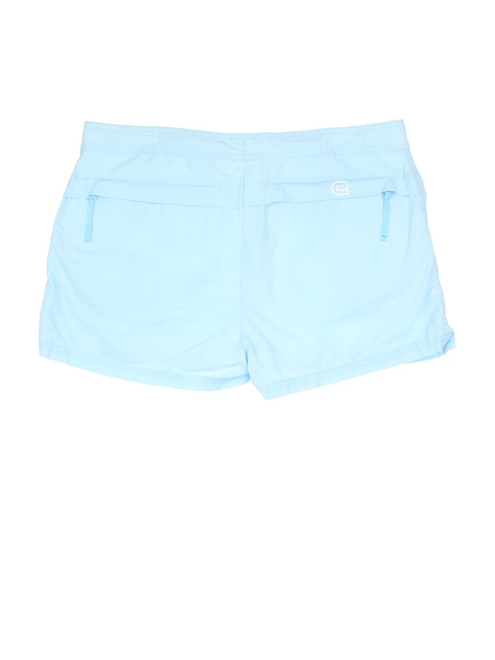 Vintage Y2K Ellesse shorts in blue colourway with multiple pockets, drawstring waist and the logo printed on the front and back.