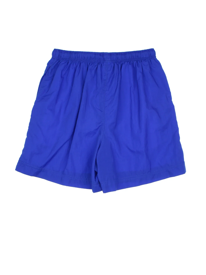 Vintage Champion Sports Shorts in blue colourway with pockets, elasticated/drawstring waist and the logo embroidered on the front.