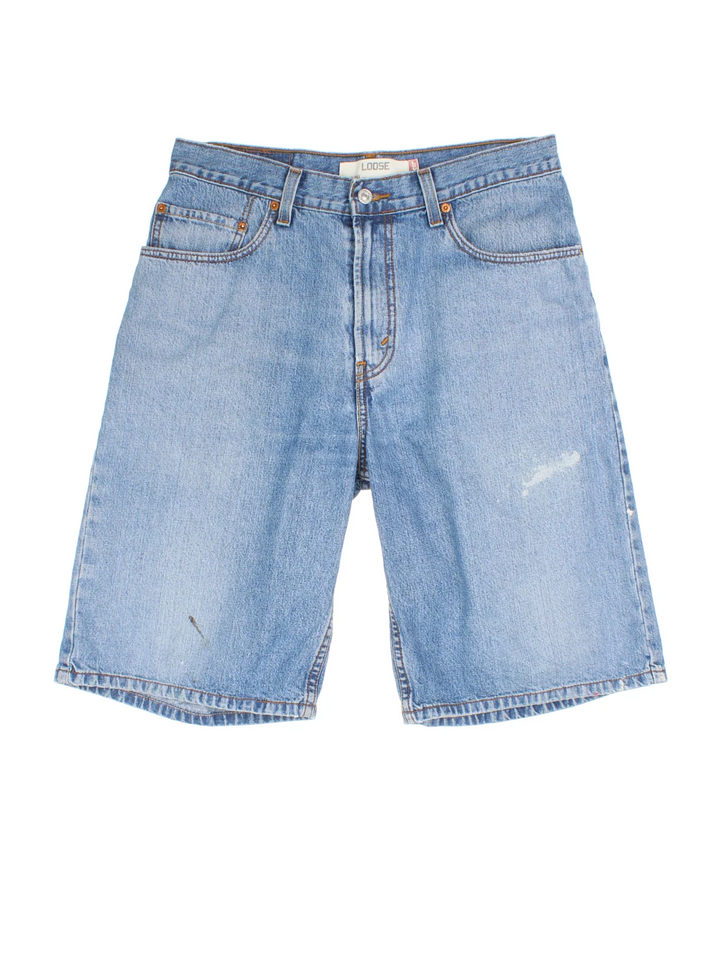 Vintage Levi Strauss Denim Jorts in blue colourway. Zip button fastening, multiple pockets and the leather logo on the back.