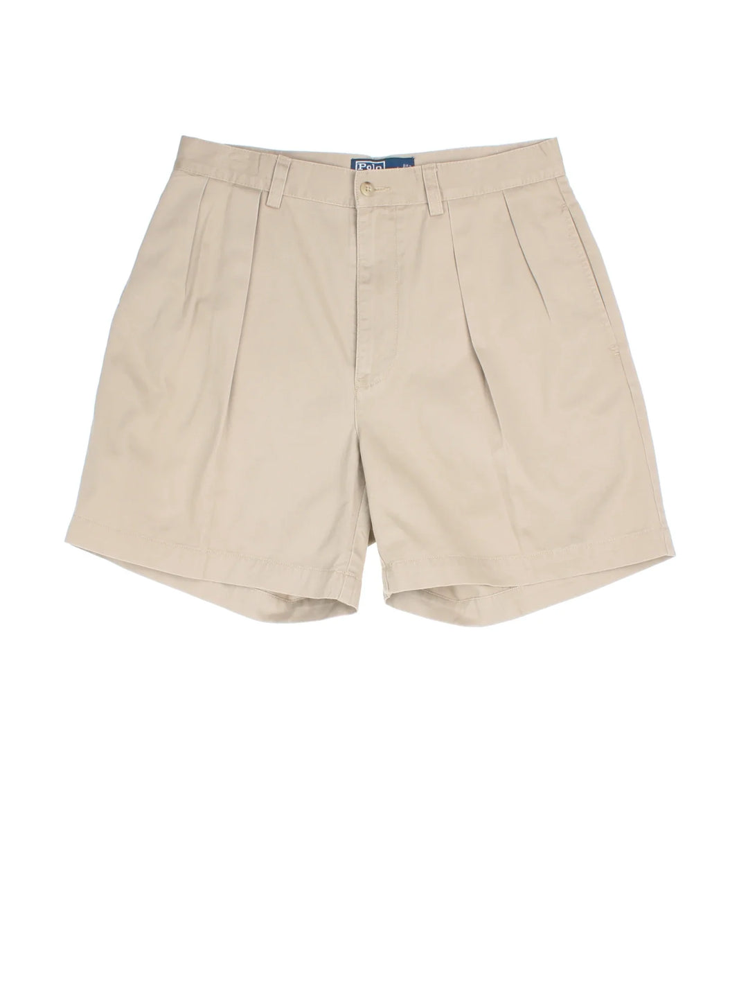 Vintage Ralph Lauren Shorts in tan colourway with multiple pockets and embroidered branding on the back.