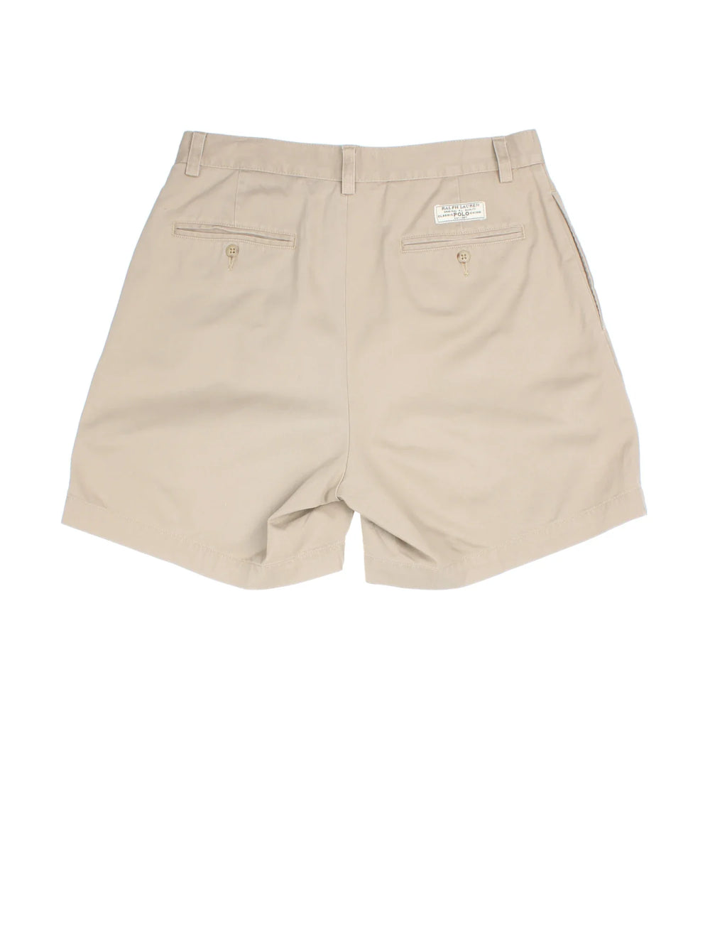 Vintage Ralph Lauren Shorts in tan colourway with multiple pockets and embroidered branding on the back.