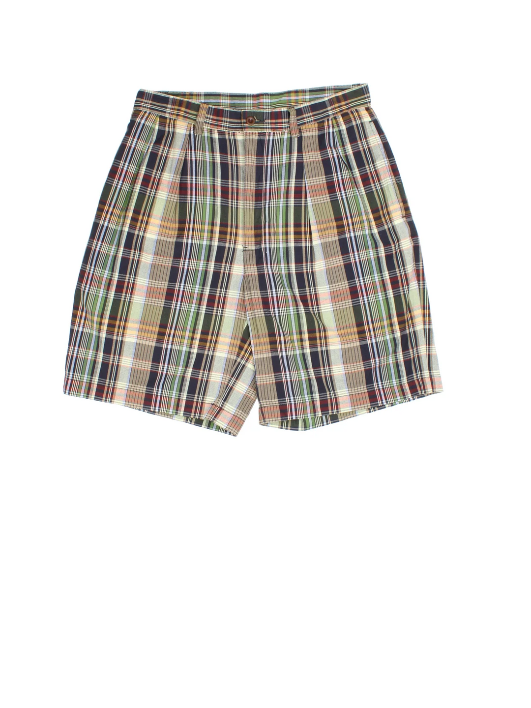 Vintage Ralph Lauren shorts in multicoloured checked colourway, with front pleates and classic zip button fastening.