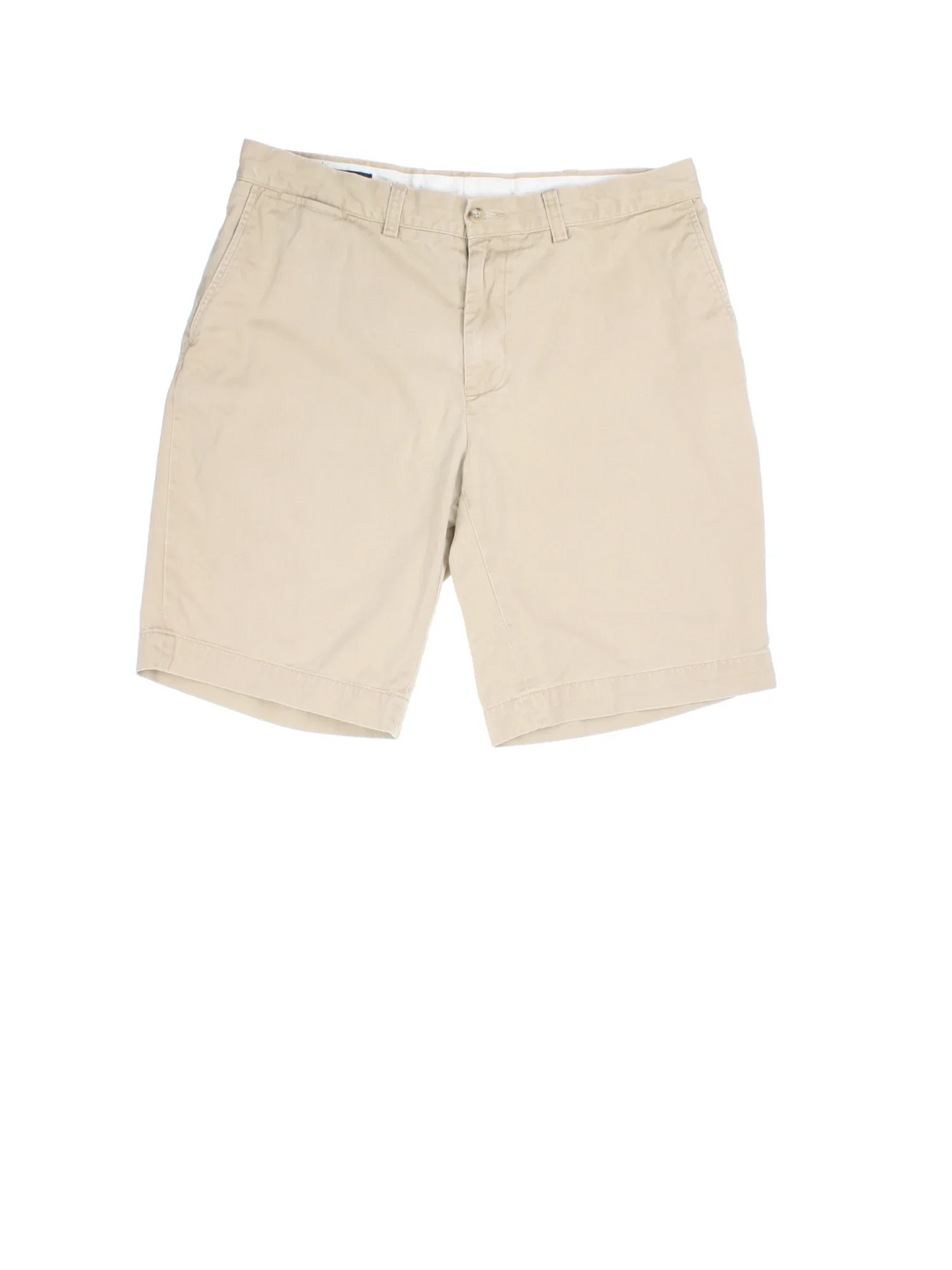 Vintage Ralph Lauren shorts in tan colourway, classic zip button fastening and logo embroidered on back.