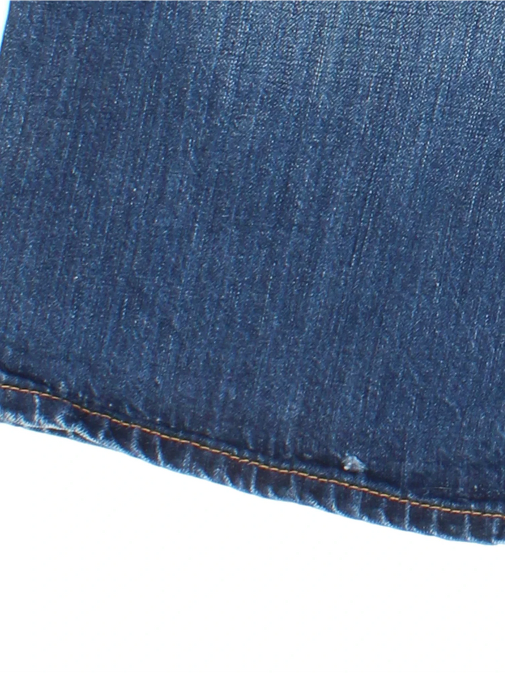 Vintage Levi Strauss Denim Shorts in blue colourway, multiple pockets and logo embroidered on back.