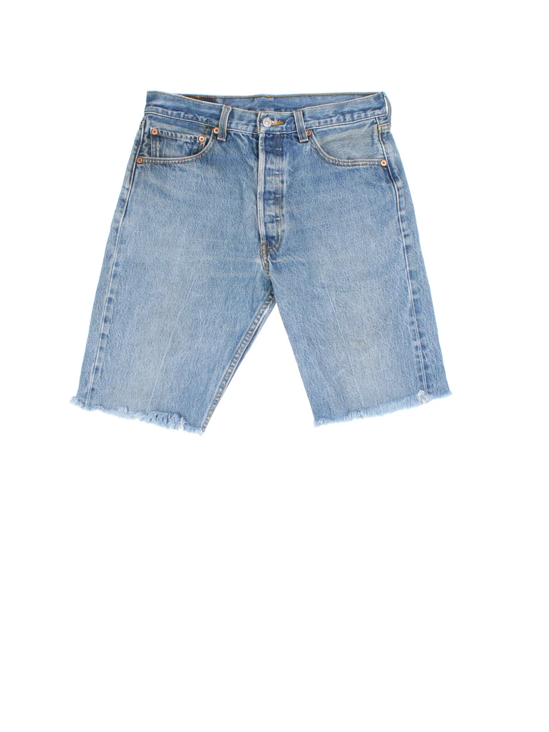 Vintage Levi Strauss Denim Shorts in blue colourway, multiple pockets and logo embroidered on back.