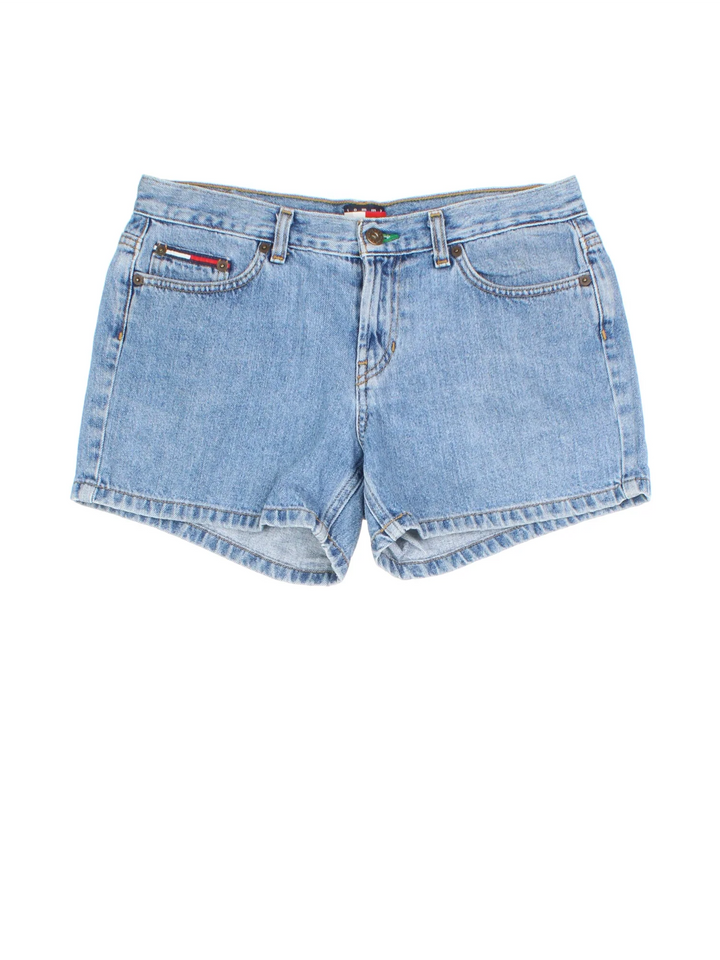 Vintage Tommy Hilfiger Denim Shorts in blue colourway, with multiple pockets and logo embroidered on the back.