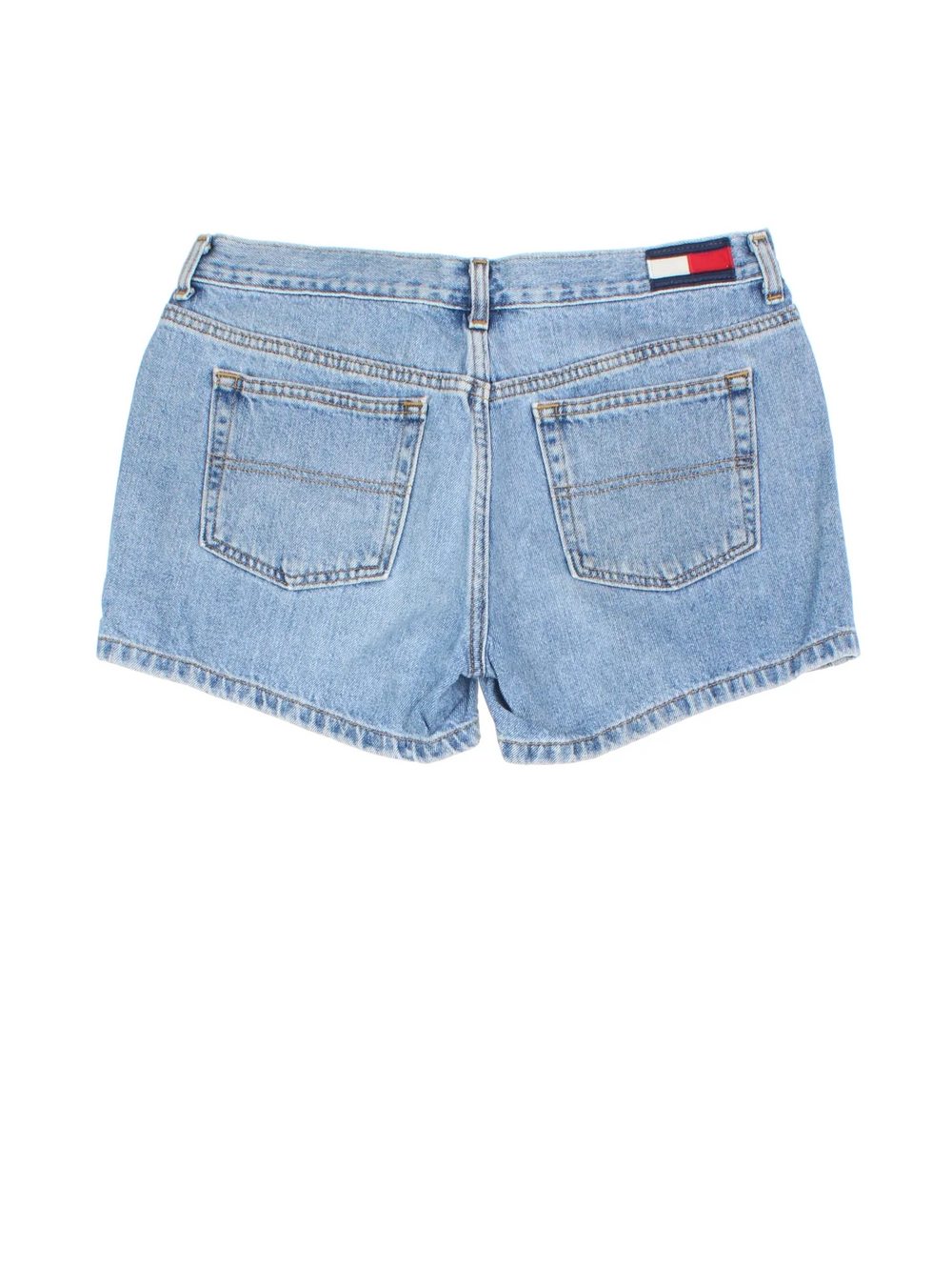 Vintage Tommy Hilfiger Denim Shorts in blue colourway, with multiple pockets and logo embroidered on the back.