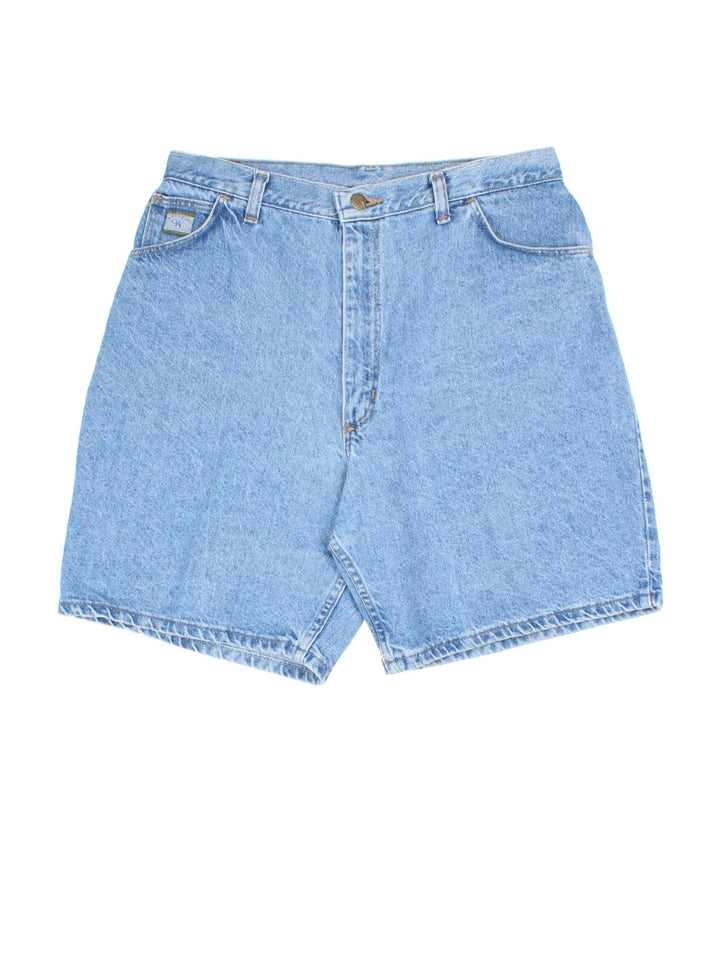 Vintage Wrangler Denim Shorts in blue colourway, with multiple pockets and logo embroidered on the front.
