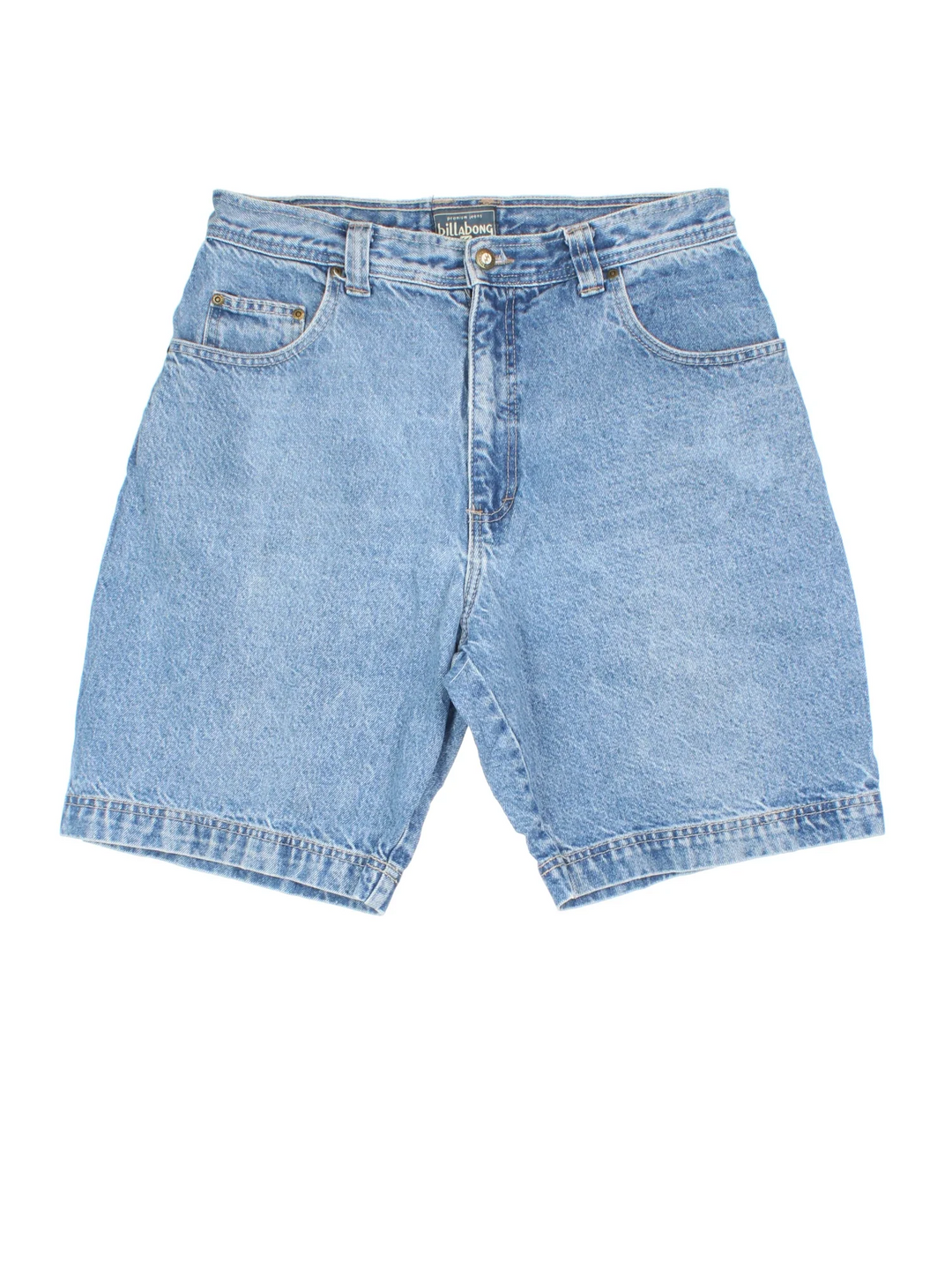 Vintage Billabong Denim Shorts in blue colourway, with multiple pockets and logo embroidered on the back.