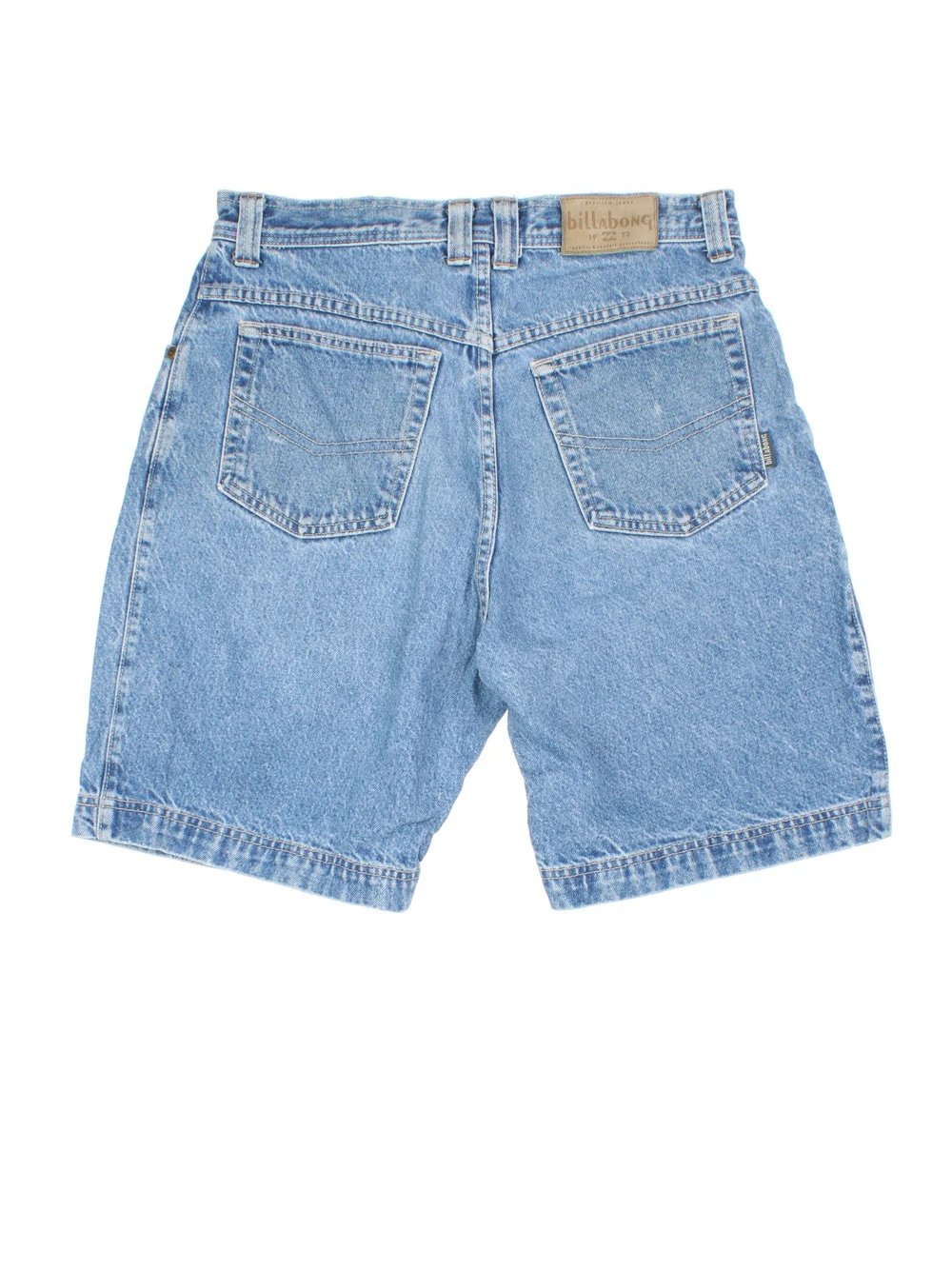 Vintage Billabong Denim Shorts in blue colourway, with multiple pockets and logo embroidered on the back.