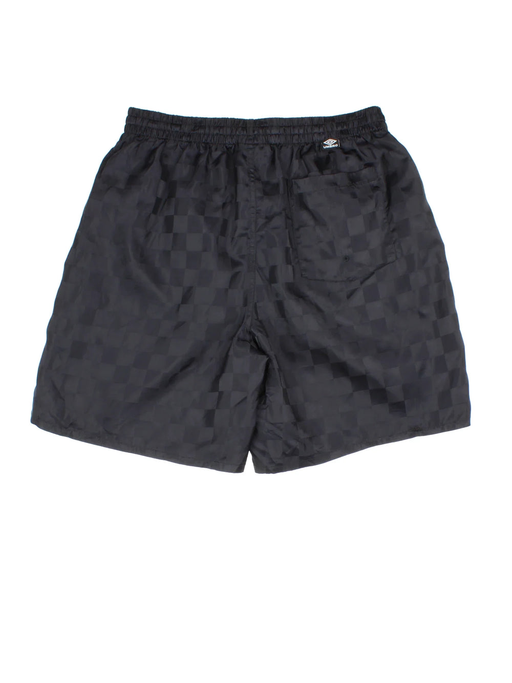 Vintage Umbro Sports Shorts in a black checked colourway, with drawstring waist and logo printed on the front.