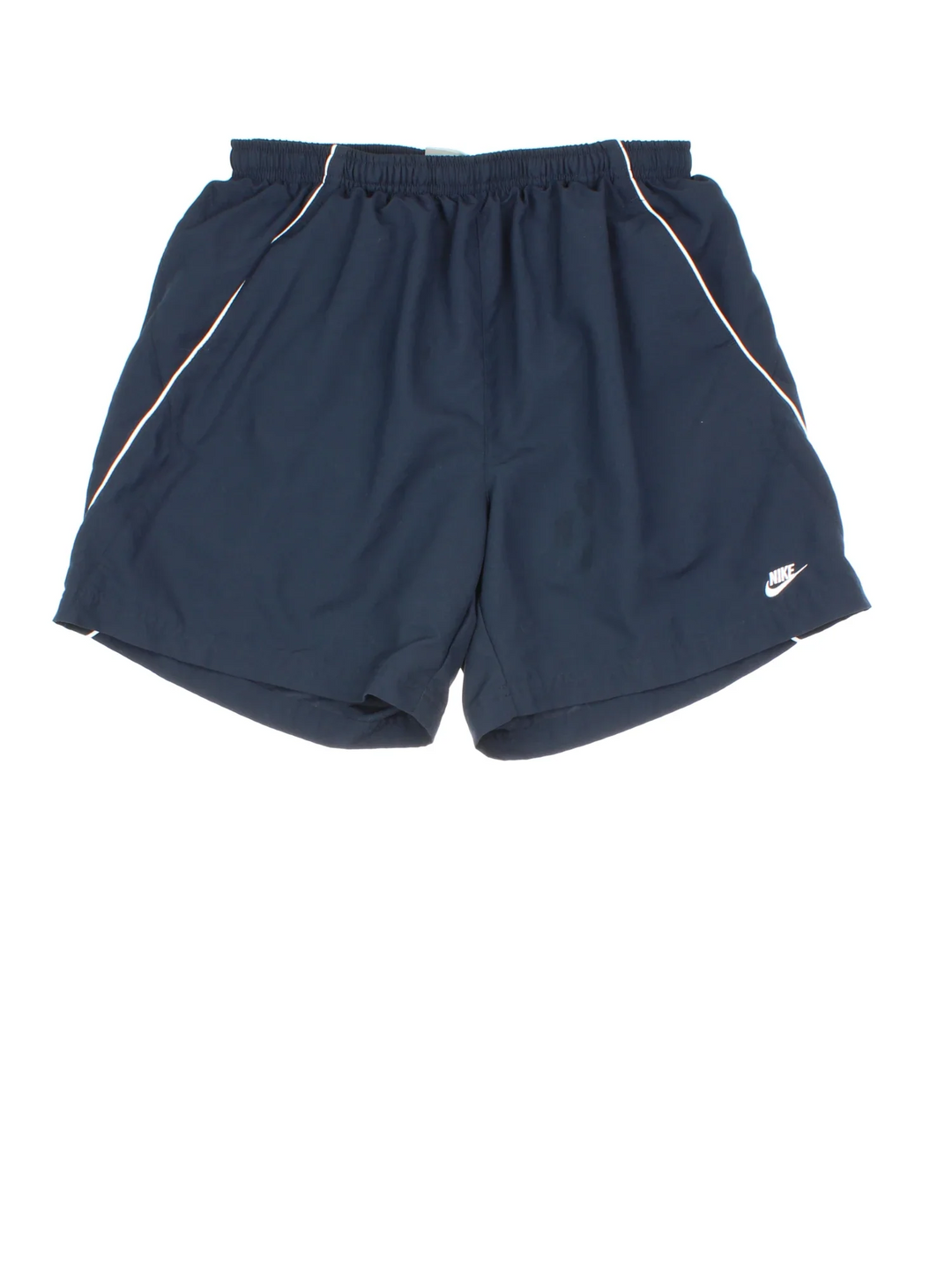 Vintage Nike Shorts in blue colourway with mesh lining, contrast white piping and embroidered logo on front.