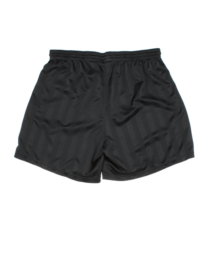 Vintage Nike Sports Shorts in black colourway with drawstring waist and embroidered logo on front.