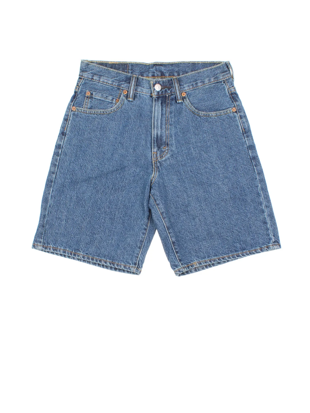Vintage Levi Strauss Denim Shorts in blue colourway with multiple pockets and the logo embroidered on the back.