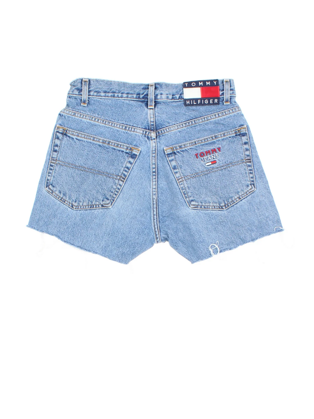 Vintage Tommy Hilfiger Shorts in blue colourway with multiple pockets and embroidered logo on the back.