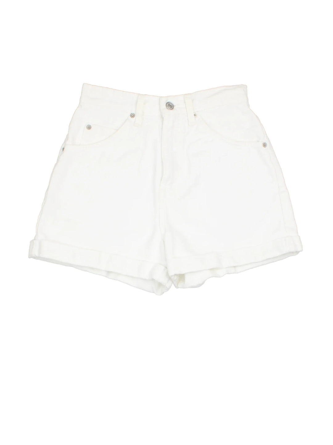 Vintage Levi Strauss Denim Shorts in white colourway with multiple pockets and the logo embroidered on the back.