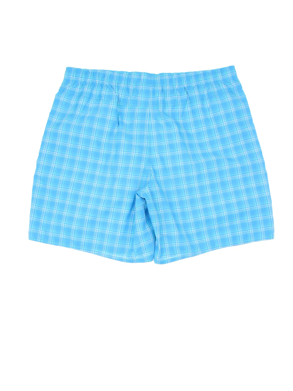 Vintage Adidas Swim Shorts in blue checked colourway with embroidered logo on the front.