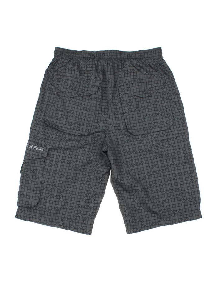 Vintage Nike Cargo Sports Shorts in grey colourway with multiple pockets and embroidered logo on the front.
