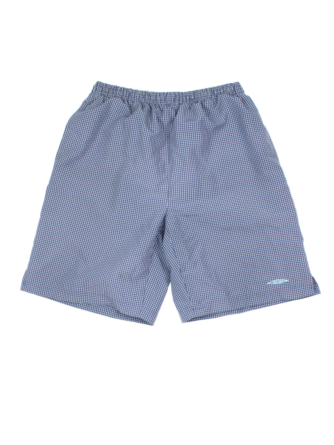 Vintage Umbro Swim Shorts in blue colourway with drawstring waist, side pockets and the logo embroidered on the front.