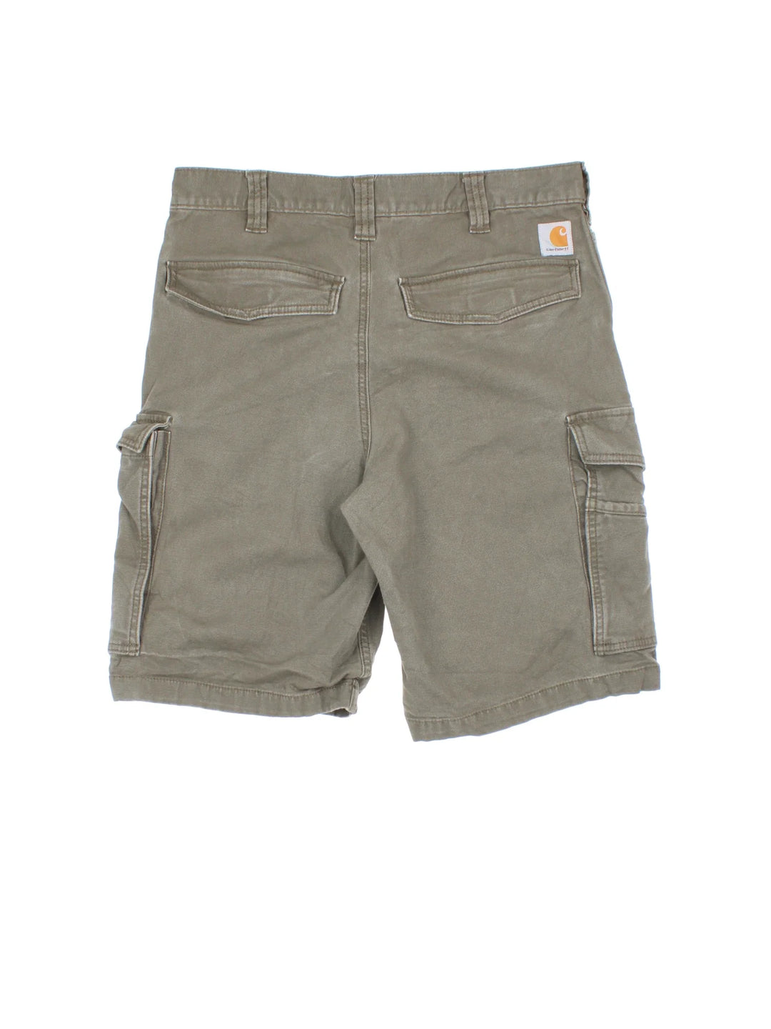 Vintage Carhartt Cargo Shorts in green colourway with multiple pockets and the logo embroidered on the back pocket.